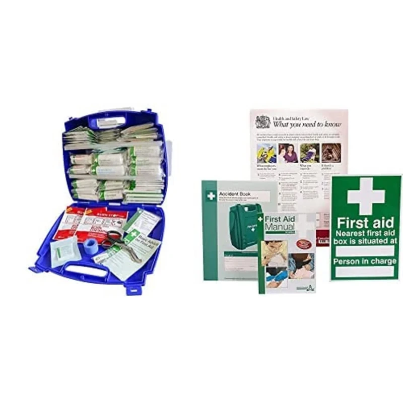 Evolution Plus Catering First Aid Kit BS 8599 Compliant, Large (Blue Case) with HSE Compliance Supersize Kit Bundle