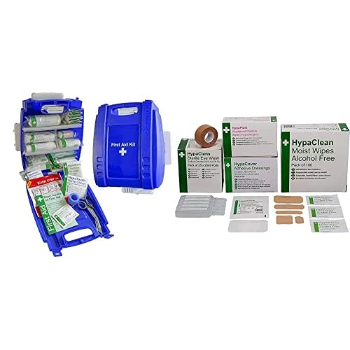 Evolution Plus Catering First Aid Kit BS 8599 Compliant, Small (Blue Case) with Extra Essentials Supersize Kit Bundle