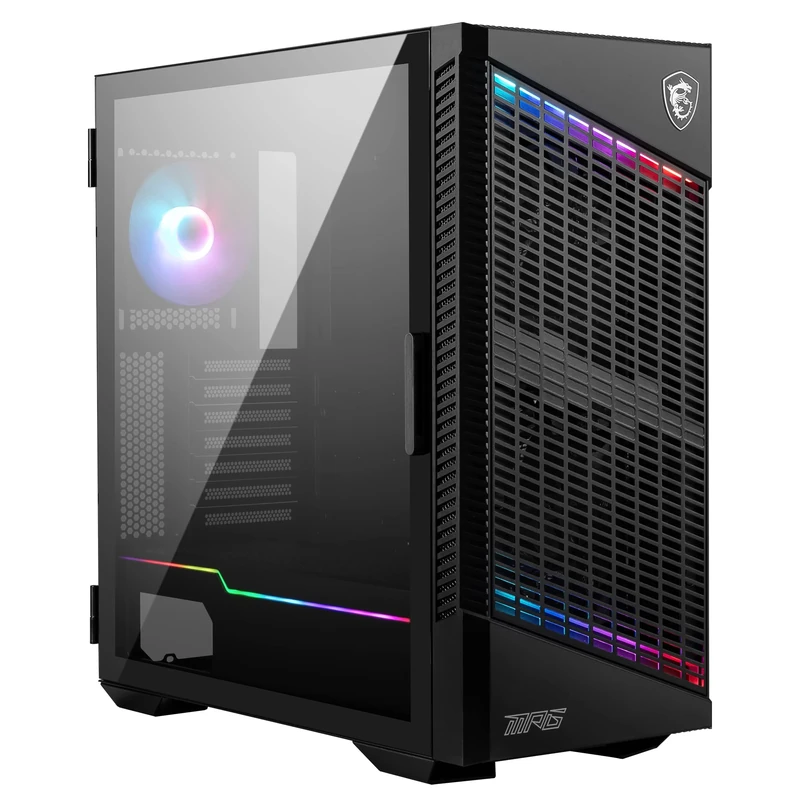 MSI MPG VELOX 100P AIRFLOW Mid-Tower PC Case - E-ATX Motherboard Capacity, Tempered Glass Door, Optimized for Airflow, Mystic Light, Supports 2 x 360mm Radiators & Side Ventilation Configurations