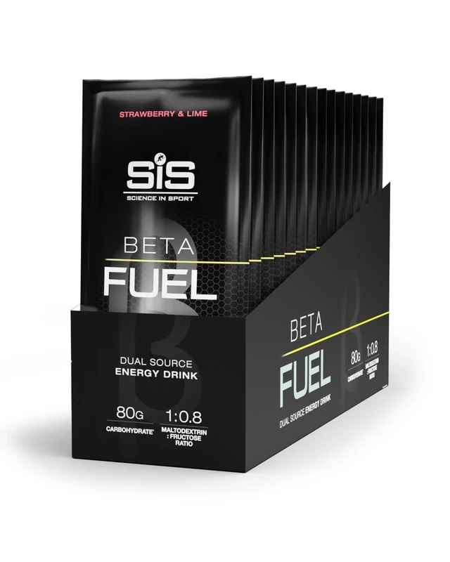 Science in Sport Beta Fuel 80 Dual Source Energy Drink Powder, Strawberry and Lime Flavour Carb Powder, 80g of Carbs Per Pack (15 Pack)