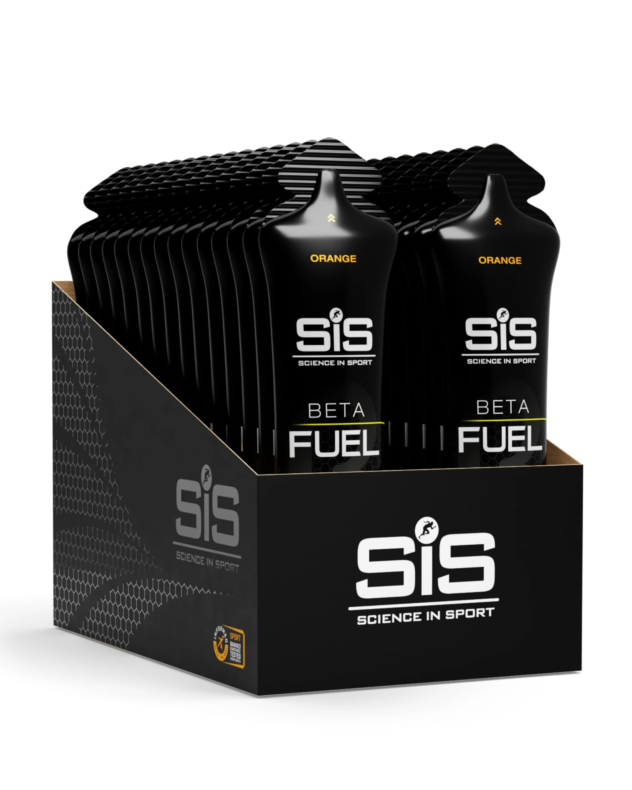 Science in Sport Beta Fuel Gels Dual Source Energy Gel, Orange Flavour, 40g of Carbs Per Pack, 60 ml Pack (30 Pack)