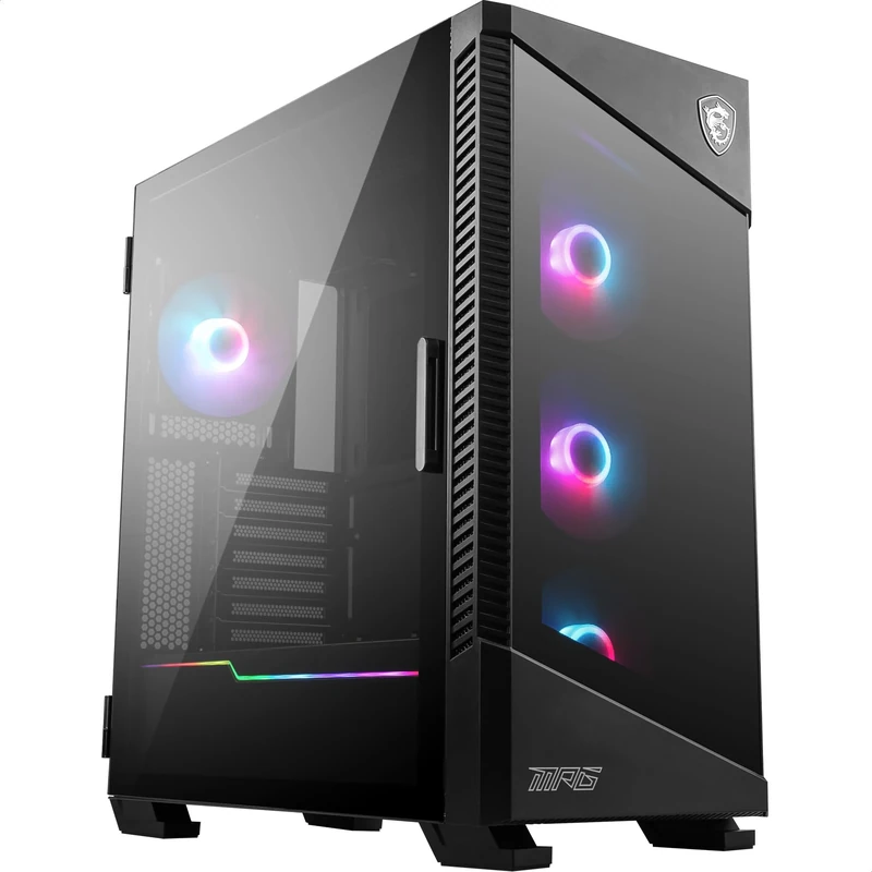 MPG VELOX 100R Premium Gaming PC Case (ARGB Lighting, Vertical GPU Bracket, Side Air Vents, 360mm Radiator Support, Type-C, Tempered Glass Swinging Window, Supports Up To 7 Fans)