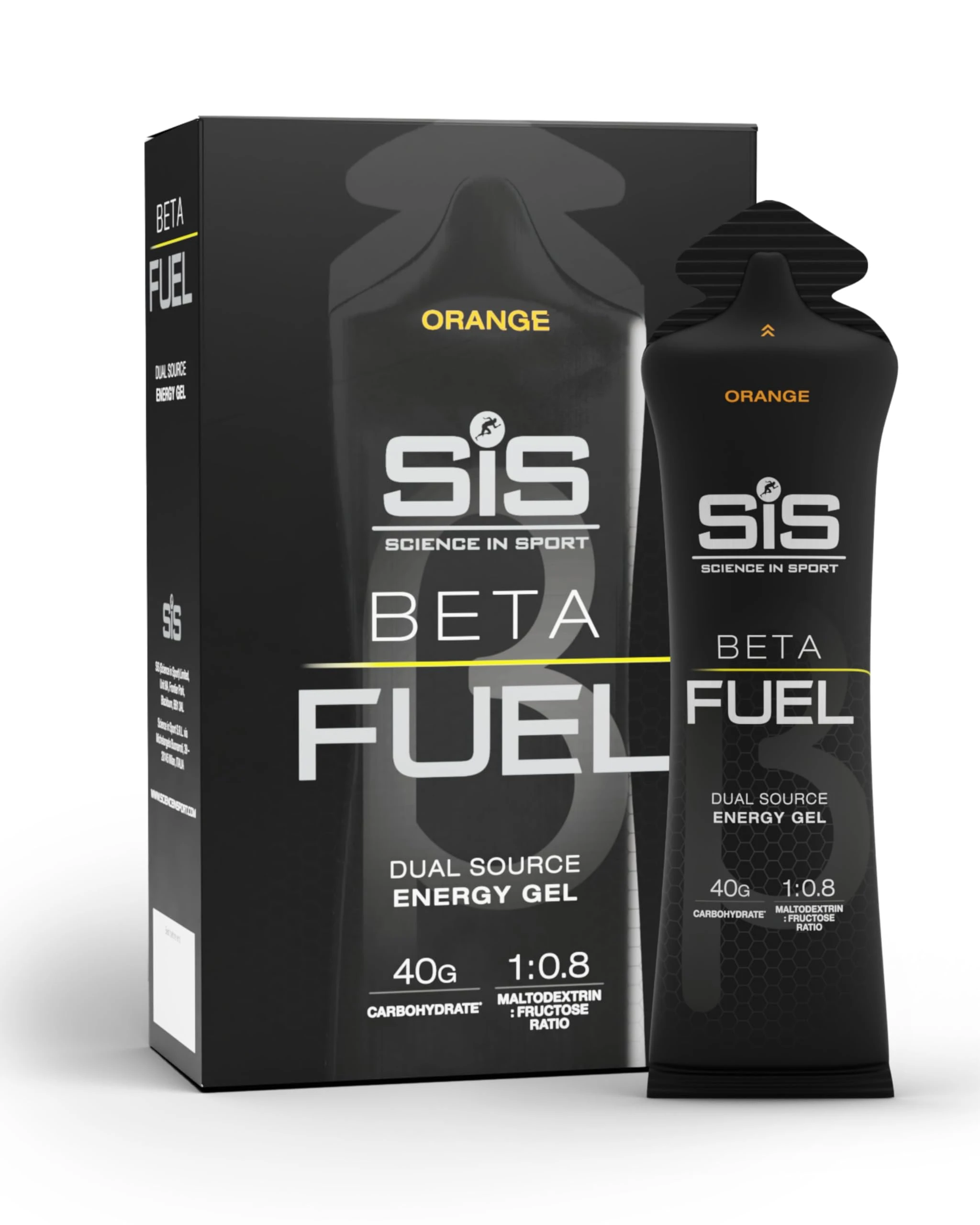 Science in Sport Beta Fuel Gels Dual Source Energy Gel, Orange Flavour, 40g of Carbs Per Pack, 60 ml Pack (6 Pack)
