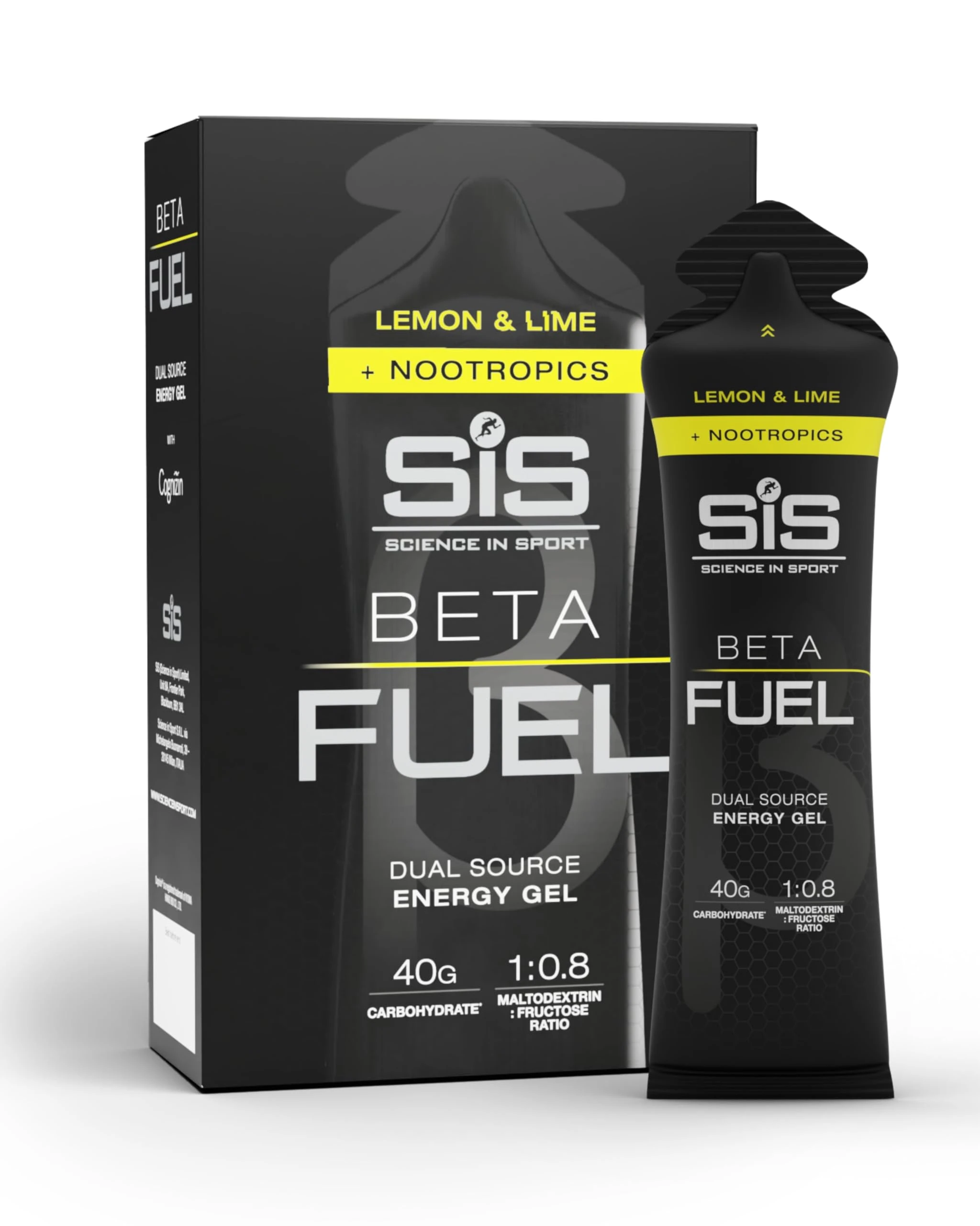 Science in Sport Beta Fuel Gels Dual Source Energy Gel, Lemon and Lime Flavour, 40g of Carbs Per Pack, 60 ml Pack (6 Pack)