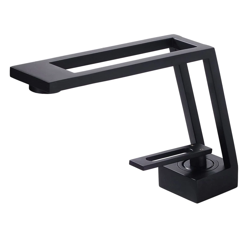 Black Bathroom Tap, Creative Design Single Lever Bathroom Mixer Taps Single Hole Lavatory Basin Mixer Tap, Solid Brass SHUNLI