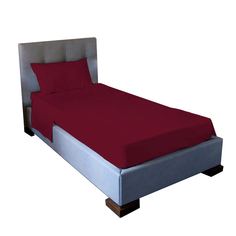 Jenny Sesal Bed Sheet Set – Solid Colour – Made in Italy – Single Bedding Set – Burgundy – Sheet Set + Pillowcases