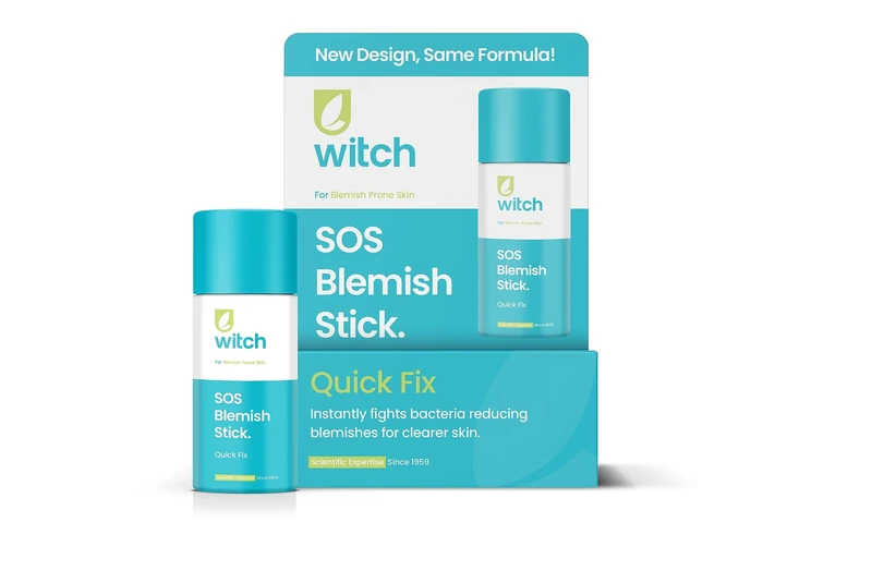 Witch SOS Blemish Stick, fights bacteria, works instantly, reduces excess oil and blemishes. Vegan friendly. Packaging may vary, exactly the same formula.