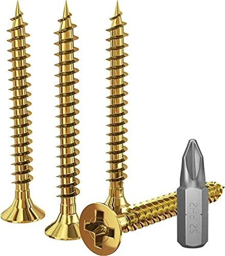 Screws for Wood 100pcs Wall Screws,Countesunk Flat Head,Fine Thread and Yellow Zinc Galvanized (5x120mm)