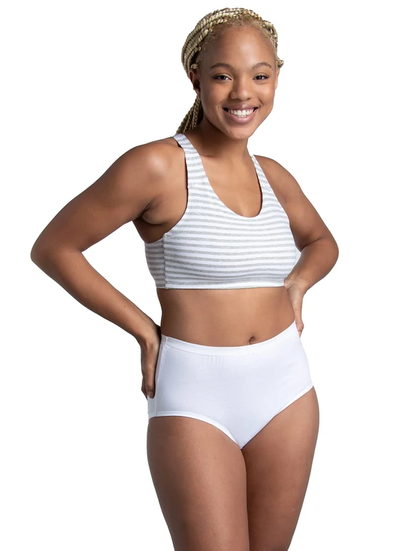Fruit of the Loom Women's Eversoft Cotton Brief Underwear, Tag Free & Breathable, Available in Plus Size, 144 Pack - White, 10