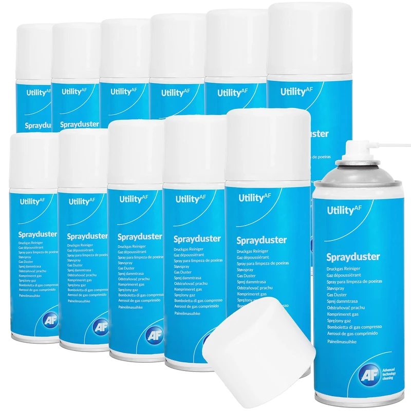AF Air Duster / Sprayduster Compressed Air Can Blower Spray for Office PC, Laptop keyboard cleaner dust remover PS5 xbox fans (12-Pack)