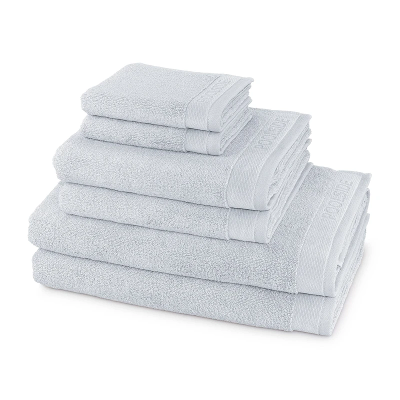Möve Poolside Towel Set, 2 guest towels 30 x 50 cm & 2 hand towels 50 x 100 cm & 2 bath towels 80 x 150 cm, Made in Germany, 100% cotton, silver