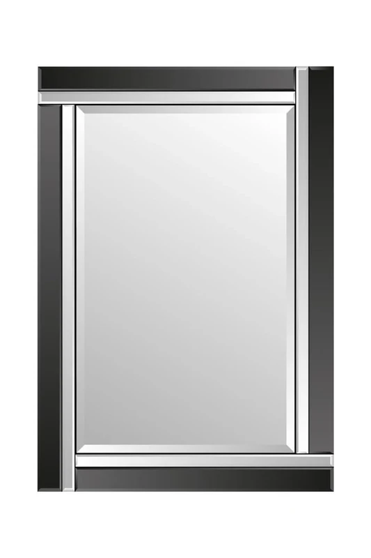 Milton Manor Black and Mirror Bevelled Edge Venetian Mirror 2ft4 x 3ft4 (70cm x 100cm), Frameless