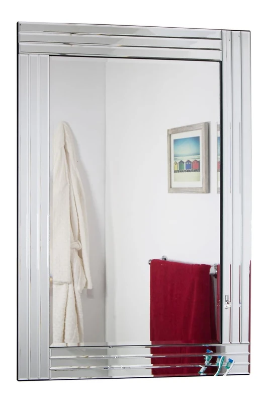 Milton Manor Venetian Triple Bevelled Wall Mirror 3Ft3 X 2Ft3 100cm X 70cm (Hung Either Way), Frameless
