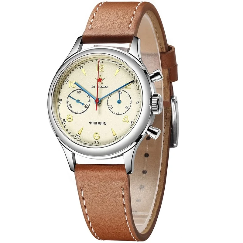 SEAKOSS 1963 Men 40mm Sapphire Glass Watch ST1901 Hand Winding Movement Mechanical Wristwatch (1pc Extra Brown Leather Strap), 40mm & With Swan Neck Regulator, Classic - Image 1