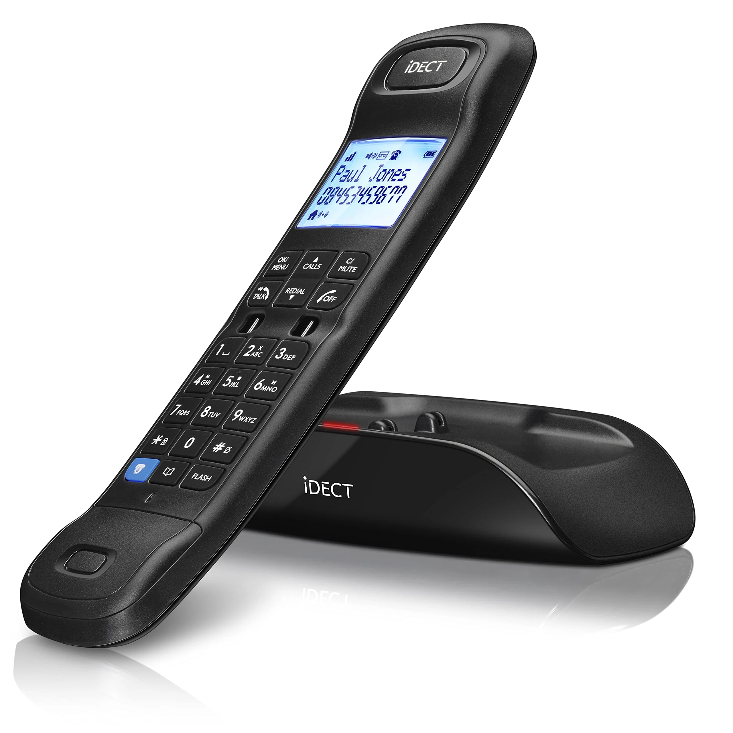 iDECT Loop Lite Plus Single, Call Blocker, DECT, Cordless Designer Home Phone, Built-in 25 Minute Answering Machine, Caller ID, Black