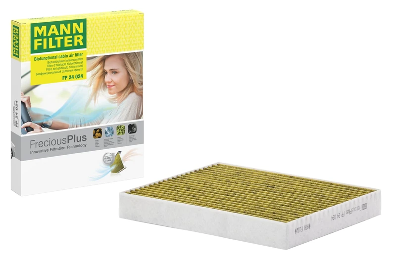 MANN-FILTER FP 24 024 Cabin Air Filter - FreciousPlus Biofunctional Pollen Filter - for Cars + Transporters