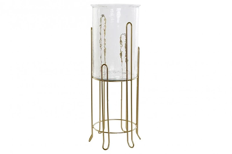 DT PV-175203 Metal and Glass Candle Holder, Gold, 21 x 21 x 62 cm