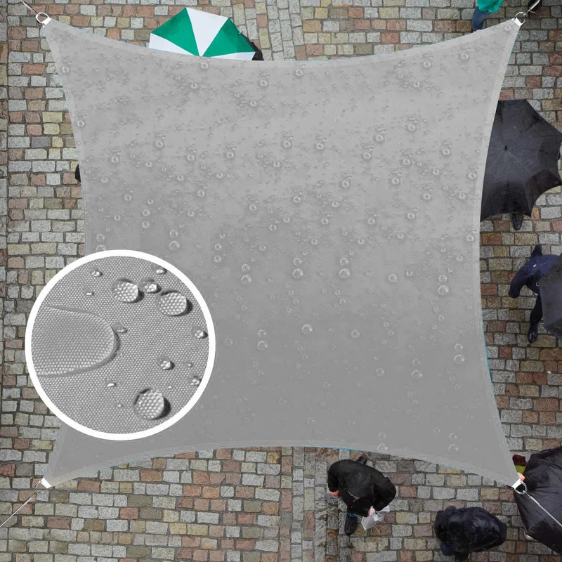 ColourTree Custom Size 9.5' x 9.5' Grey CTADS9.5 Rectangle Waterproof Sun Shade Sail UPF50 Canopy Awning Shelter, 95% UV Block Water Resistant, Garden Carport Outdoor Patio (We Customize)