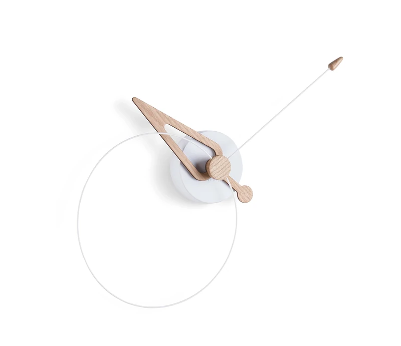 NOMON Wall Clock Design, Wood, White, Oak, unica