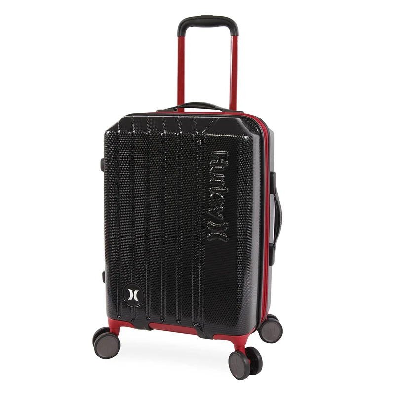 Hurley Swiper Hardside Spinner Carry On Luggage 21", Black/Red - Image 1