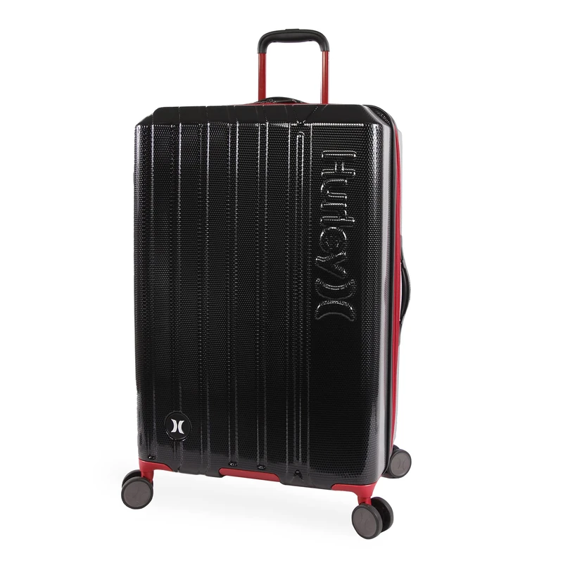 Hurley Swiper Hardside Spinner Luggage, Black/Red, Checked-Large 29-Inch, Swiper Hardside Spinner Luggage
