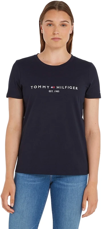 Tommy Hilfiger Women’s Short Sleeve Round Neck Heritage T-Shirt, Blue (Desert Sky), XS
