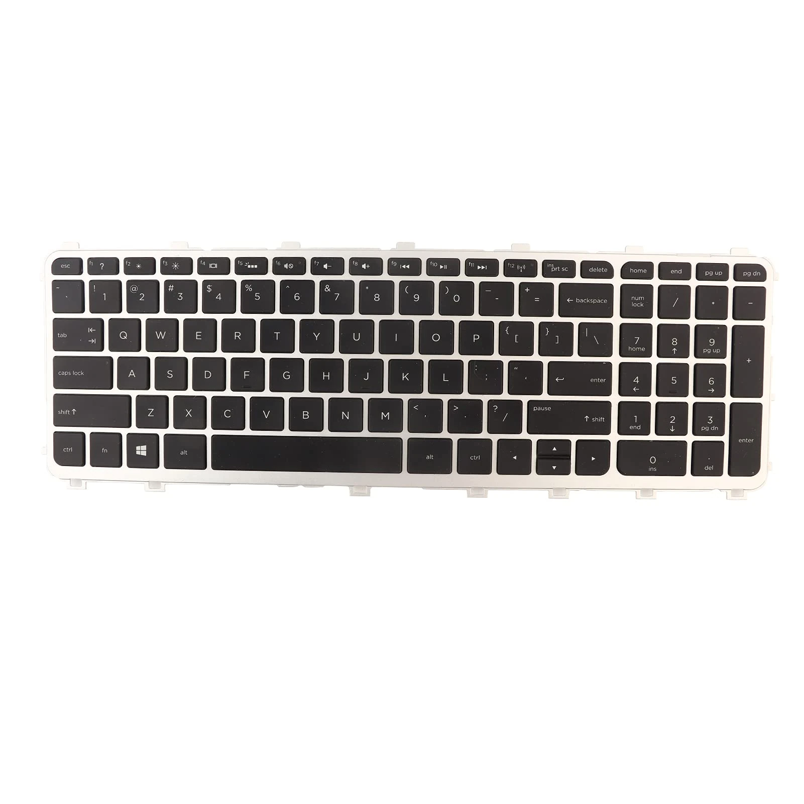 Laptop Replacement Keyboard Fit for HP Envy TouchSmart 15‑J 17‑J Laptops, Portable Keyboard with Silver Frame, Convenient to Carry.