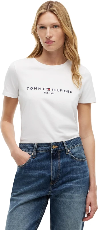 Tommy Hilfiger Women’s Short Sleeve Round Neck Heritage T-Shirt, White (White), XS
