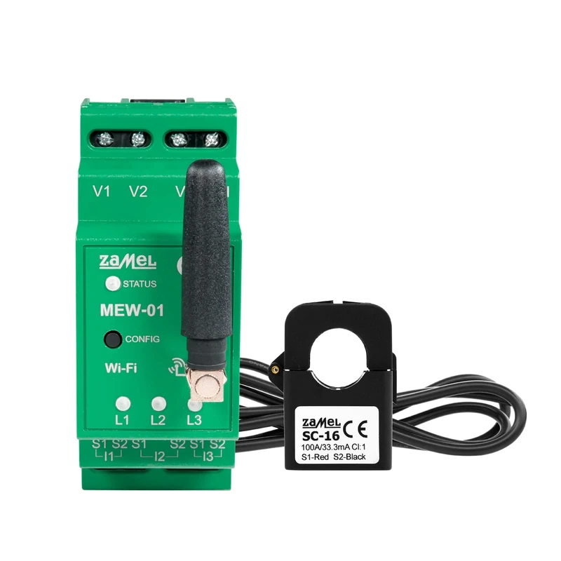 Zamel Supla. 3 Phase Innovative Easy to Install Perfectly Trustworthy Precise Interference Free Solid Wireless Economical Internet Power Monitor WI-FI 3F + N MEW-01/1F Green