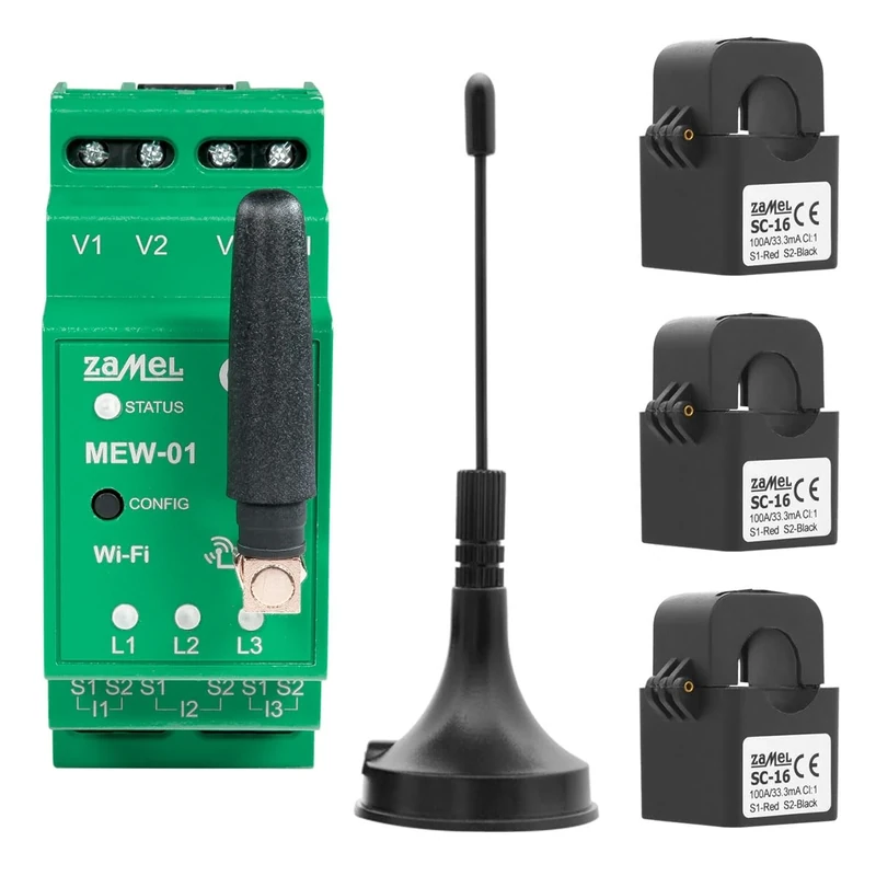 3-Phase Easy to Install Trustworthy Professional Modern Solid Wireless Easy to use Internet Energy Monitor WI-FI 3F+N with External Antenna MEW-01/ANT Supla Zamel