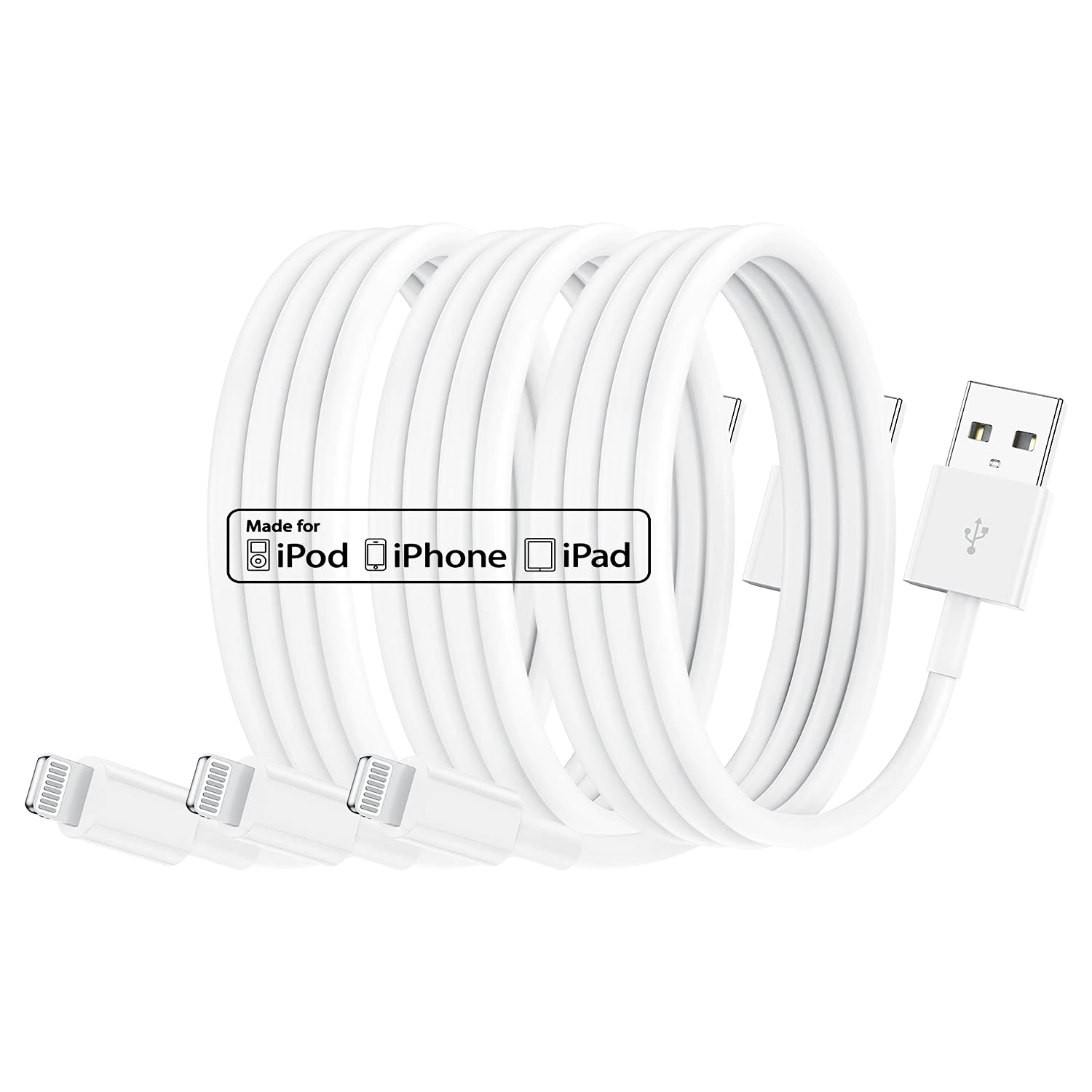 Apple MFi Certified iPhone Charger Cable 2m, Lightning to USB Fast Charging Cord for iPhone 13/12/12 mini/11/11Pro/Max/X/XS/XR/XS Max/8/7/6/iPad - 3 Pack