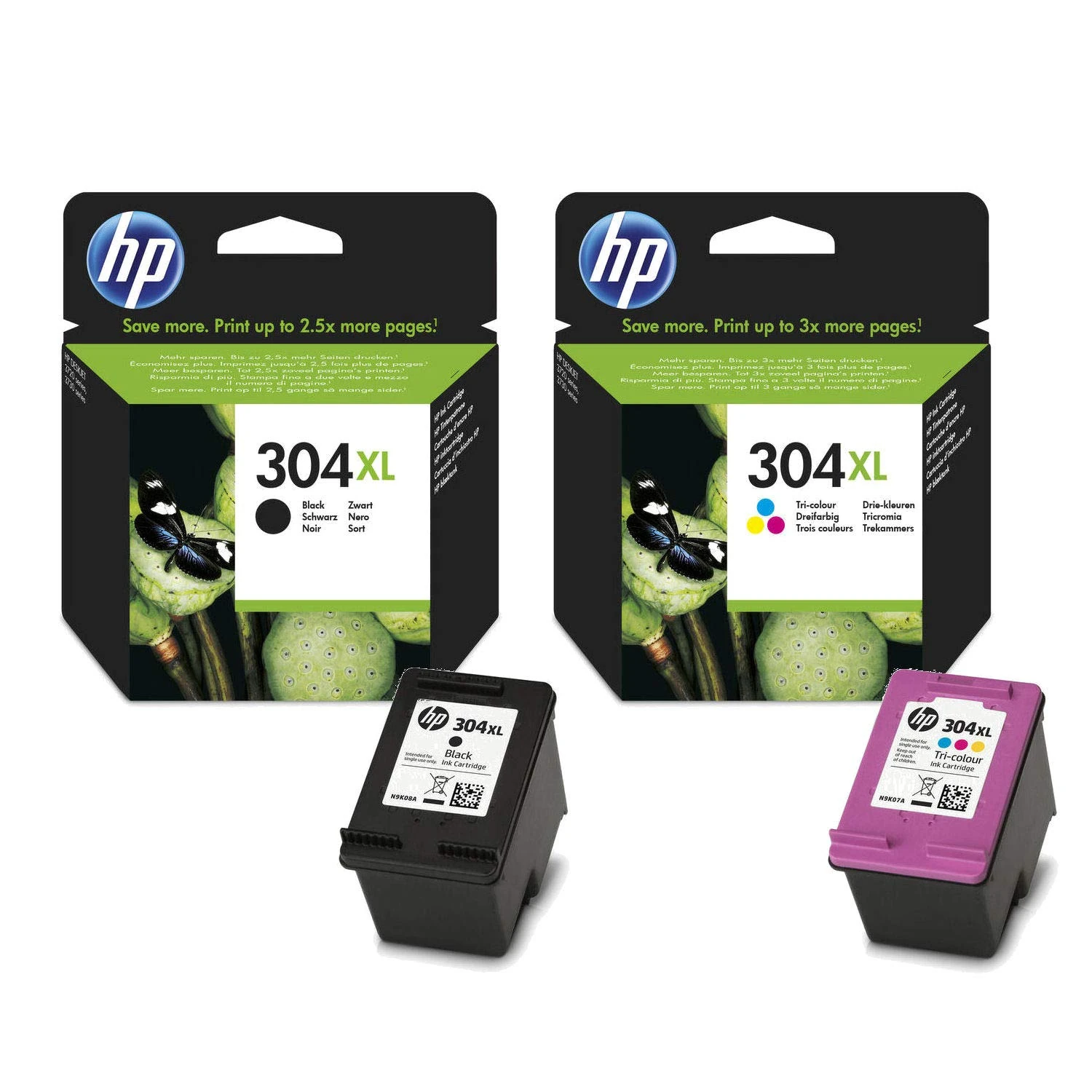 HP 304XL High Capacity Black (N9K08AE) & 304XL High Capacity Colour (N9K07AE) Ink Cartridge Multipack