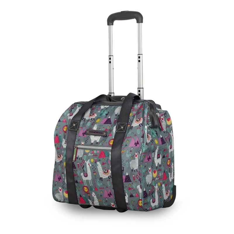 Lily Bloom Designer Under The Seat Tote Cabin Luggage Collection - 15 Inch Patterned Carry on Bag for Women - Lightweight Suitcase with 2 Rolling Wheels, Llama Mama, 15 X 8 X 15 inches - Image 1