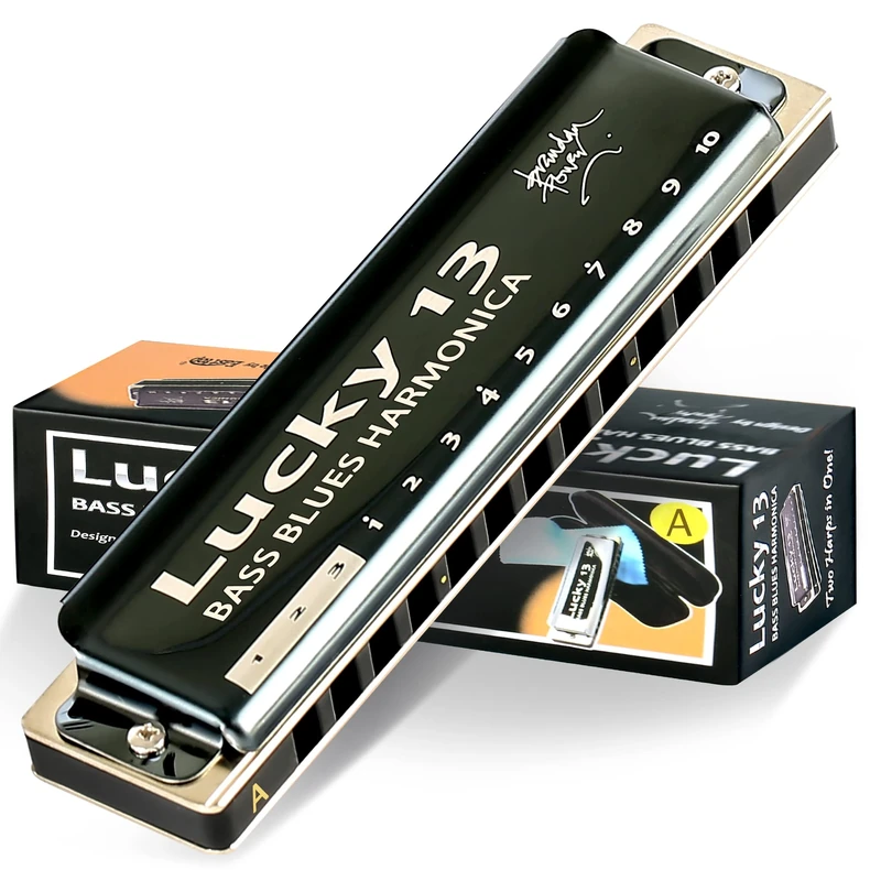 East top Lucky 13 Bass Plus Blues Harmonica 13 Holes Diatonic Harp Mouth Organ Professional Richter harmonica A key for Adults