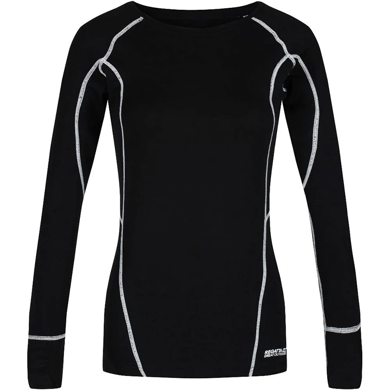 Regatta Beru Mangas Largas Women's Sweaty Camiseta, Merino Techwool, Mangas Largas Leggings Black