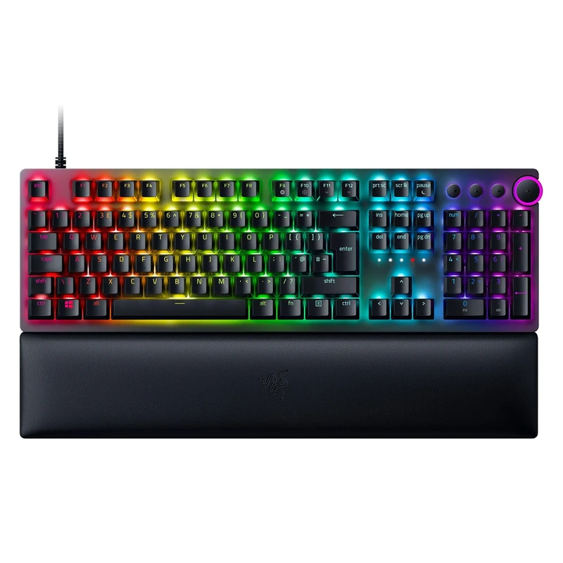 Razer Huntsman V2 (Red Switch) - Optical Gaming Keyboard with Near-Zero Input Latency (Linear Optical Switches Gen-2, Doubleshot PBT Keycaps, Ergonomic Wrist Rest) US Layout | Black