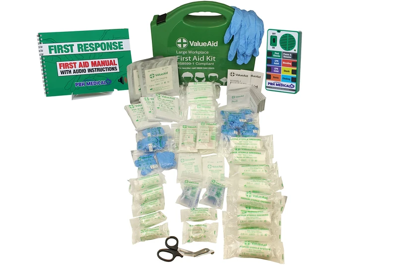 Value Aid Large BS8599-1:2019 Compliant First Aid Kit & Talking Guide Bundle