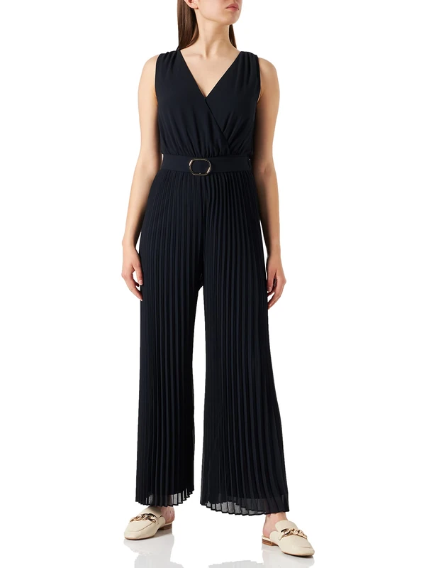 Morgan Loose Fit Pleated Leg Jumpsuit, Blue, UK 6