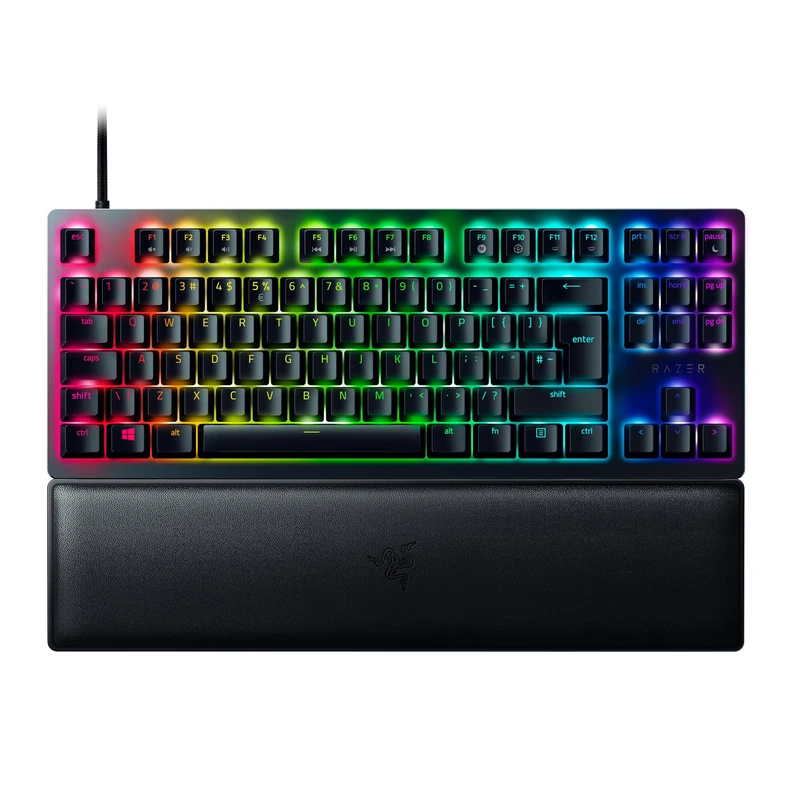 Razer Huntsman V2 Tenkeyless (Red Switch) - Optical Gaming Keyboard (Doubleshot PBT Keycaps, Detachable USB Type-C Cable, Ergonomic Wrist Rest) QWERTY UK Layout | Black