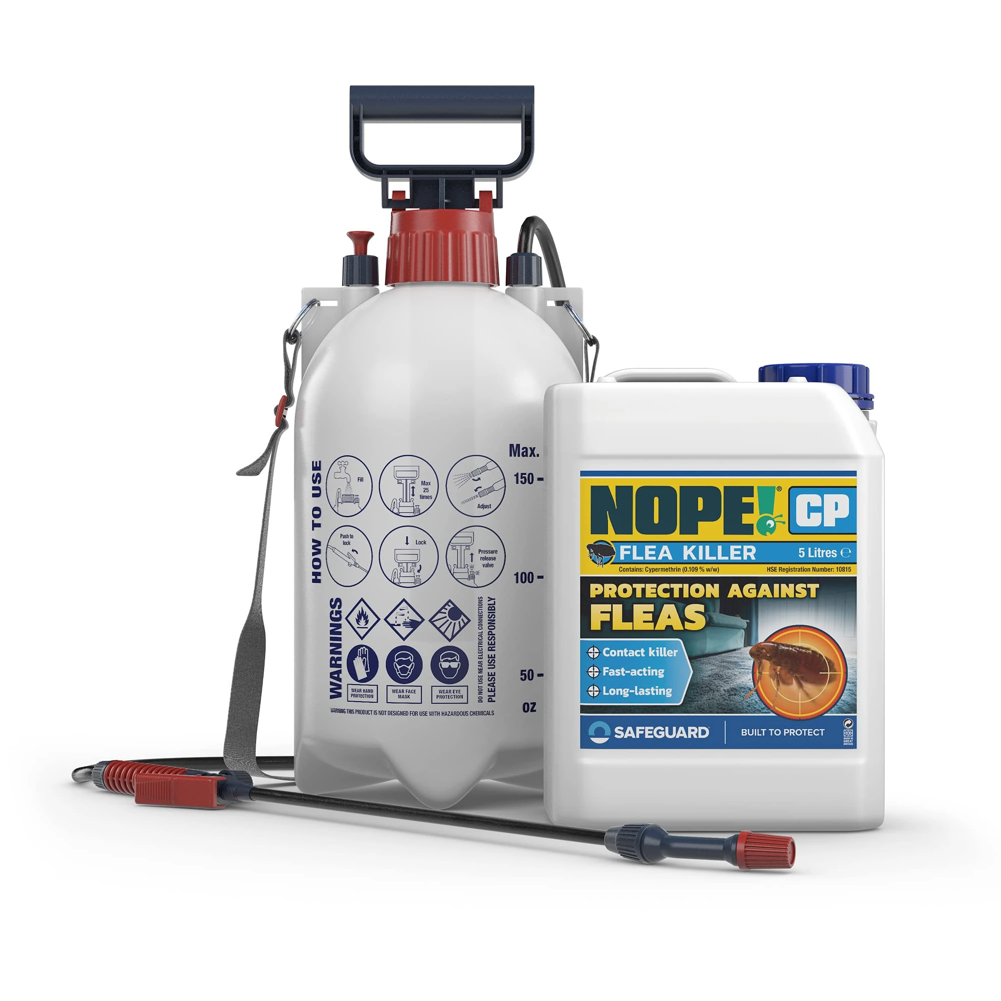 NOPE! CP Flea Spray (5L & Sprayer) for The Home – Fast-Acting, Odourless & Non-Staining, Extended Residual Action up to 3 Months. Indoor & Outdoor Flea Killer