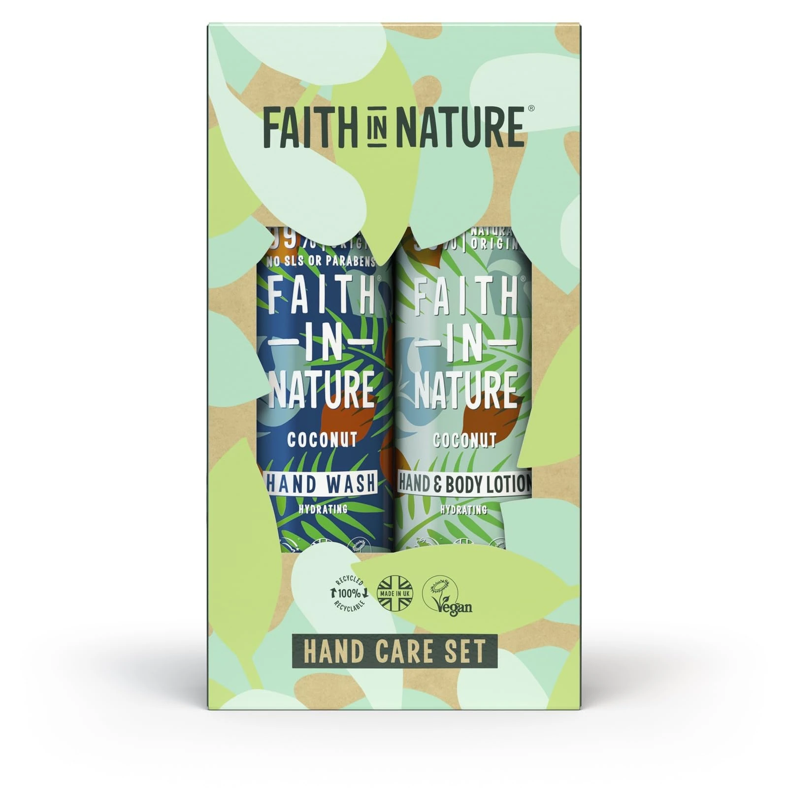 Faith In Nature Natural Coconut Hand Care Gift Set, Vegan & Cruelty Free, No SLS or Parabens, 2 x 400ml