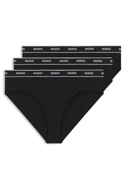 HUGO Women's Triplet Brief Stripe Briefs, Black1, XXL