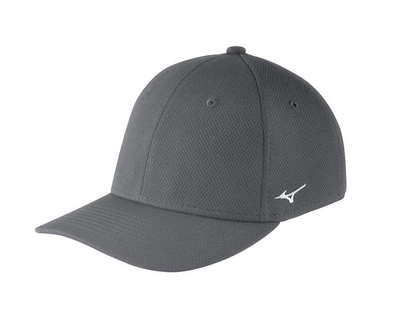 Mizuno Stretch Fitted Team Hat, X-Small/Small, Charcoal