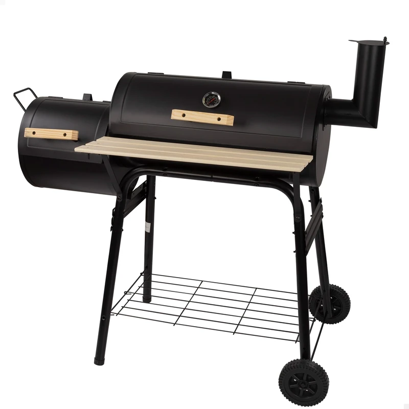 Aktive 52899 Charcoal Barbecue with Thermometer 116 x 61 x 106 cm | Includes Ventilation System and Fireplace | 2 Wheels for Easy Transportation | Designed for Outdoor Barbecues