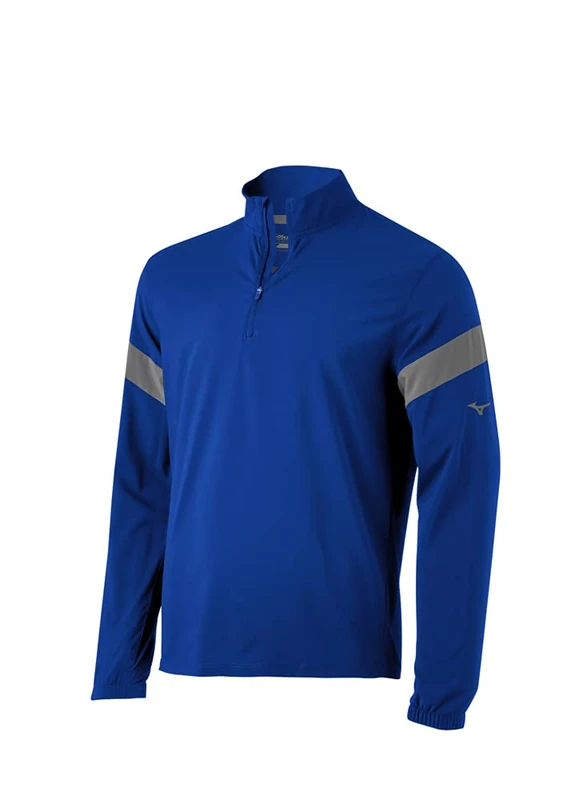 Mizuno Long Sleeve Hitting Jacket | Wind Resistant | Stretch Woven Fabric | Front 1/4 Zip | Side 1/4 Zip