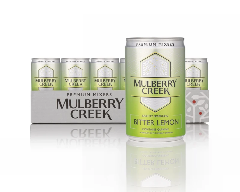 Mulberry Creek Bitter Lemon Tonic Water, Contains Quinine, Premium Quality, Great for Cocktails & Paired with Gin or Vodka, Low Calories & Sodium, Fully Recyclable 24 x 150ml Cans