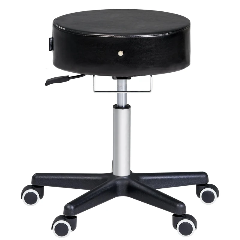 Master Massage Glider Ergonomic Round Swivel Adjustable Rolling Hydraulic Stool Barber Dental Chair in Black for Therapist, Clinic, Tattoo, Spas, Facial, Beauty, Lash, Salons, Home, Studio, Office - Image 1