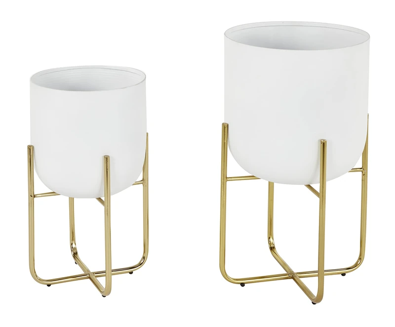 Deco 79 Planter, Metal, White