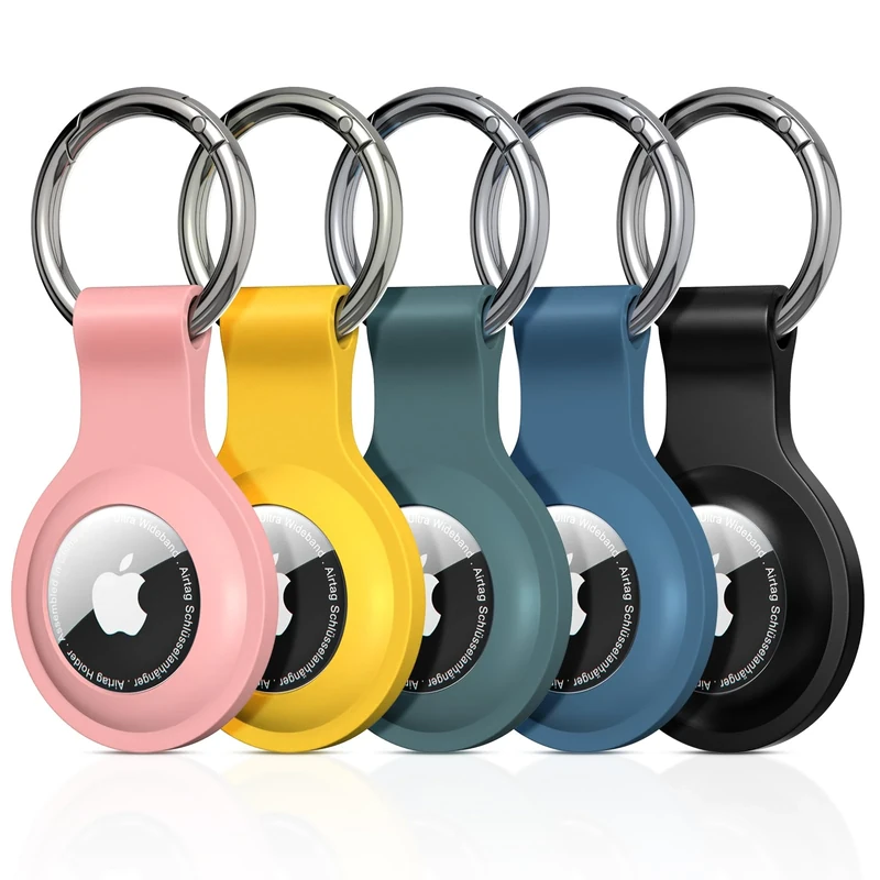 [5-Pack] AirTag Holder - Silicone Case for AirTag Keyring for Keys, Bags, Luggage, Pet Collars - Anti-Lost and Scratch-Resistant Design for Apple Air Tags