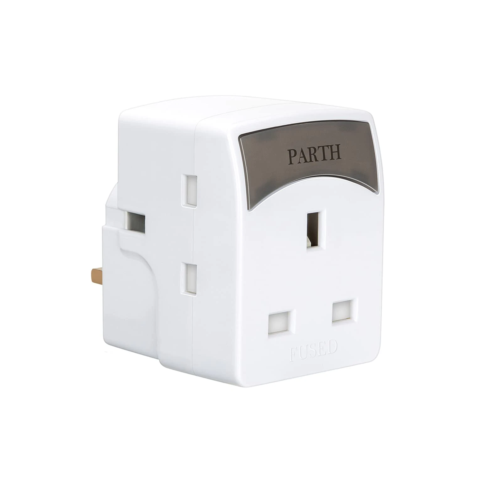 PARTH Plug Adapter with LED Indicator - 3 Way Triple Plugs Toothbrush Adapter Plug - Multi Plugs Extension Plug Adapter - UK Socket Power Extender Block Sockets for Home,Hotel,Dorm,Office (Max 3250W)